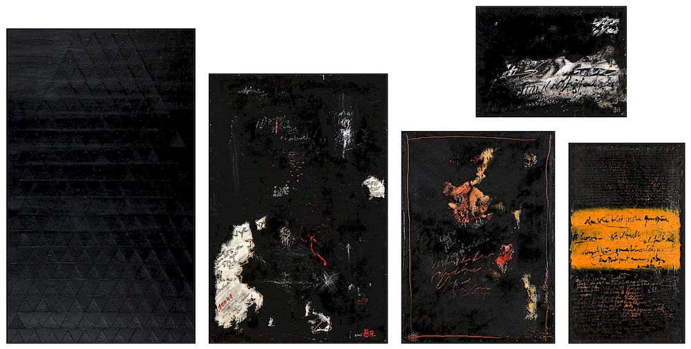 Appraisal: Gilles Rieu b Group of Mixed Media Paintings Gilles Rieu