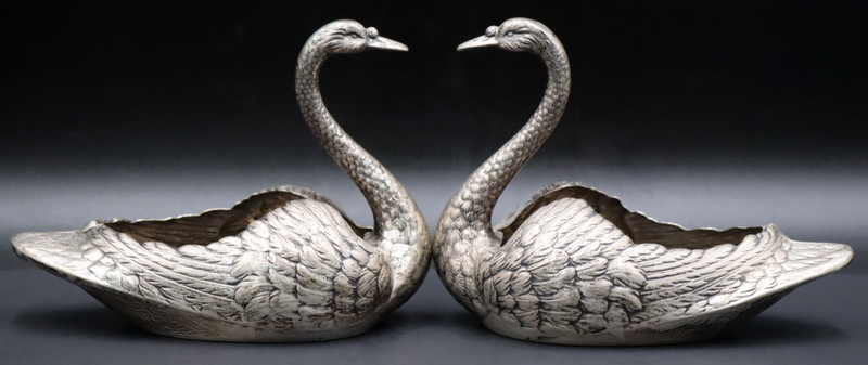 Appraisal: STERLING Pair of Wm B Durgin Sterling Swan Bowls Pair