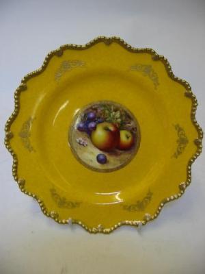 Appraisal: A SET OF THREE ROYAL WORCESTER PORCELAIN PLATES dated and