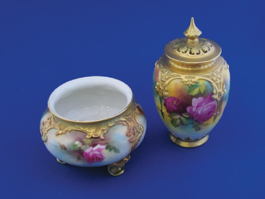 Appraisal: A ROYAL WORCESTER BLUSH IVORY VASE AND COVER painted with