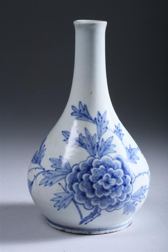 Appraisal: KOREAN BLUE AND WHITE PORCELAIN VASE butterfly flower-head and foliate