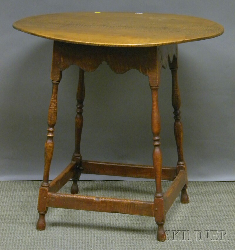 Appraisal: William Mary Oval Maple and Tiger Maple Tavern Table with