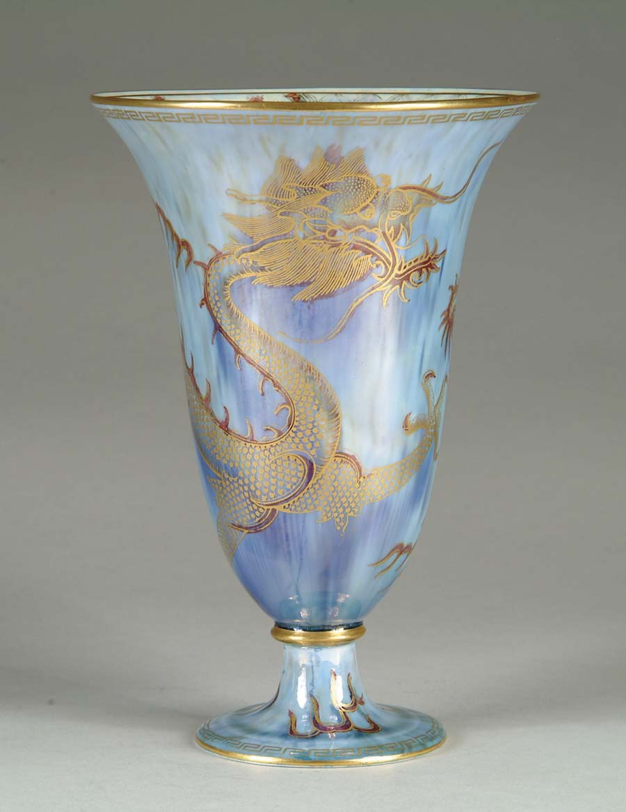 Appraisal: WEDGWOOD DRAGON LUSTRE VASE Beautiful lustreware vase has variegated blue