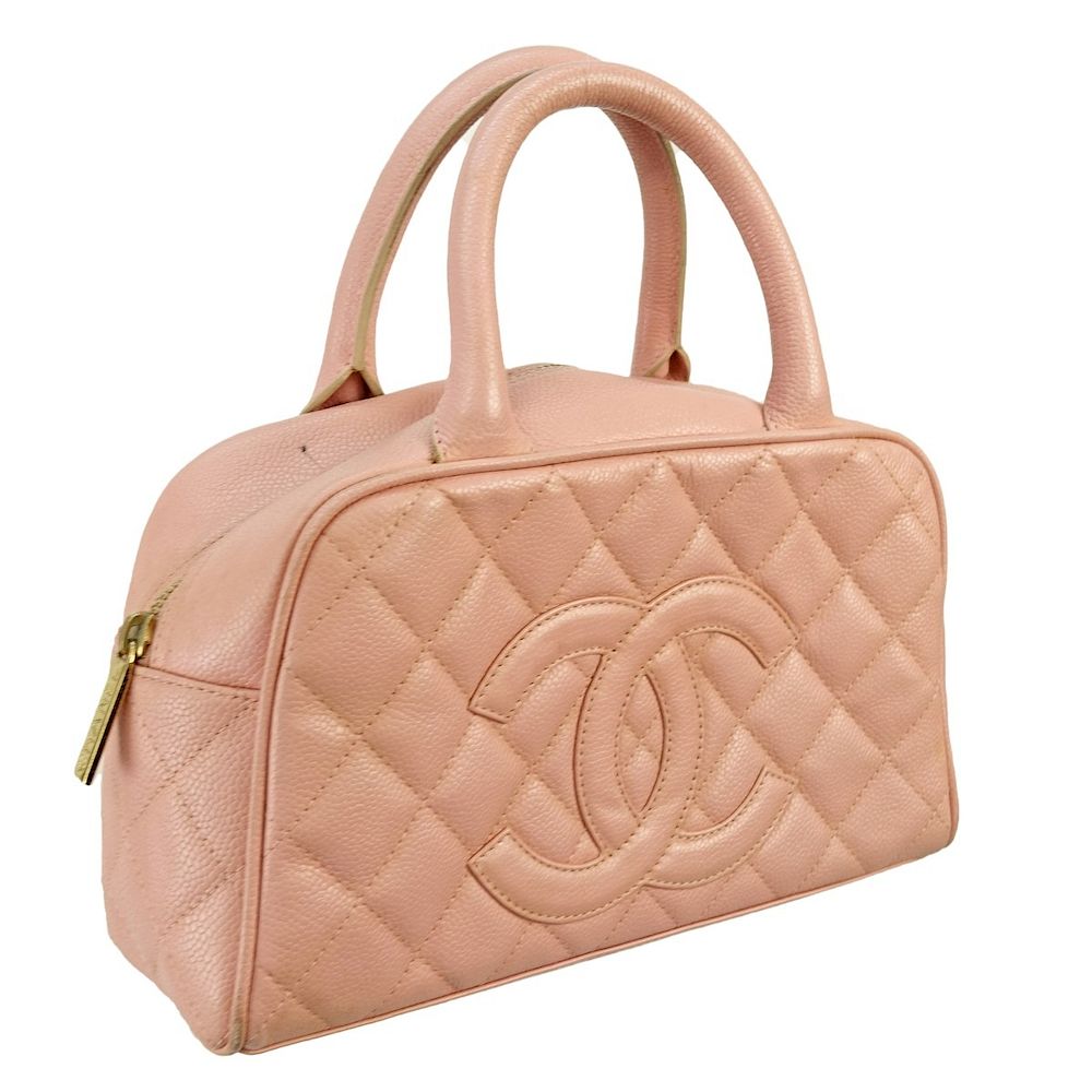 Appraisal: Chanel Boston Bag Chanel Pink Quilted Leather Boston Bag Gold