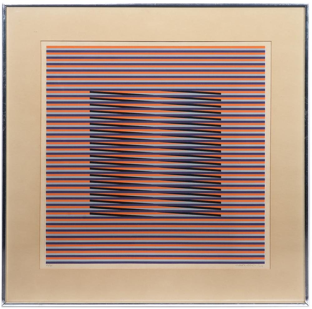 Appraisal: CARLOS CRUZ-DIEZ SERIGRAPH OP ART ON PAPERCarlos Cruz-Diez Venezuela -