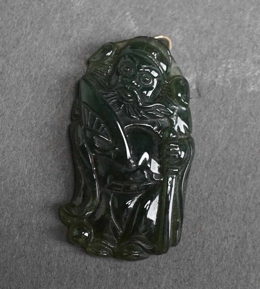 Appraisal: -Karat Yellow-Gold and Carved Nephrite Jade Pendant L in