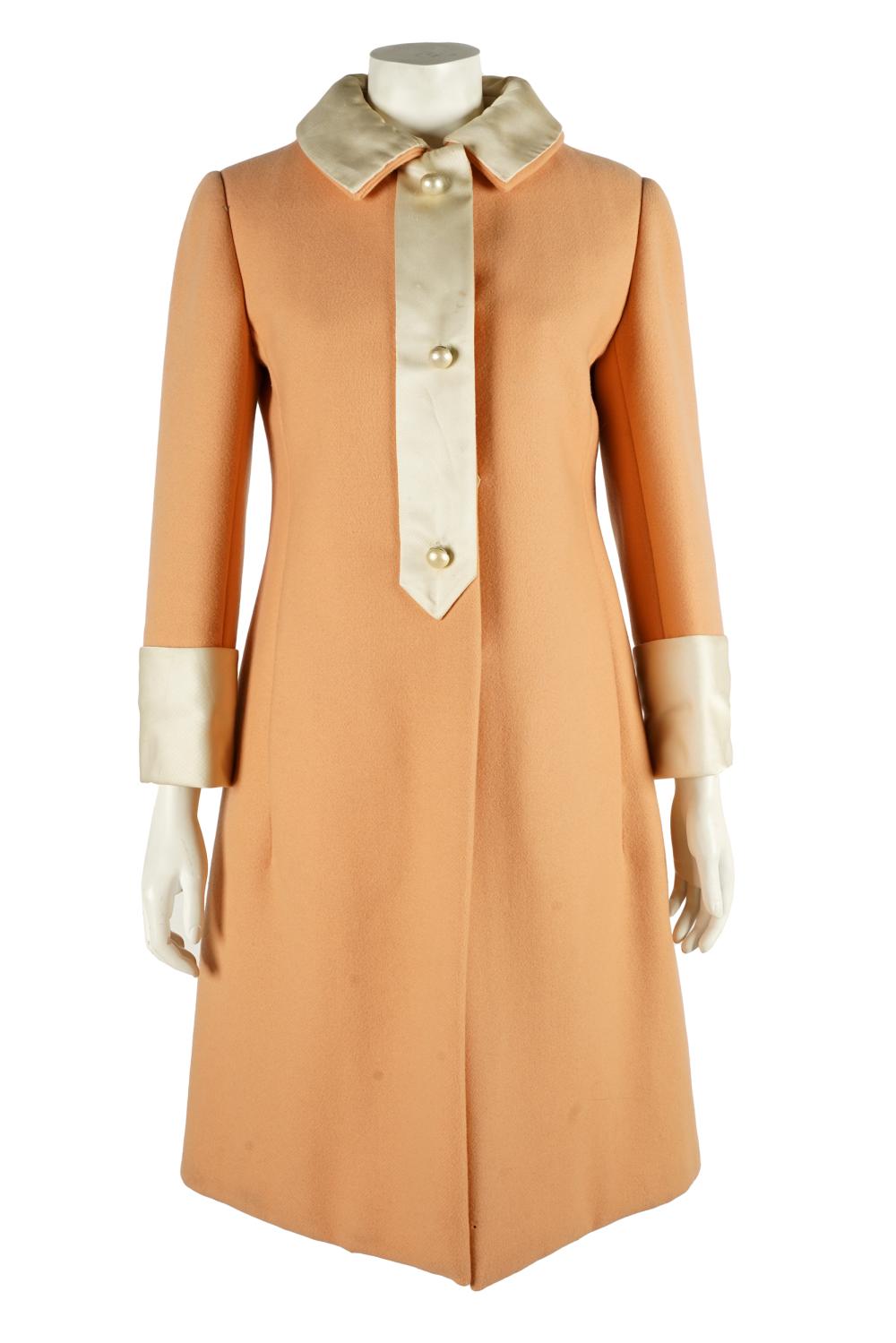 Appraisal: BILL BLASS FOR MAURICE RENTNER COATwith label peach wool and