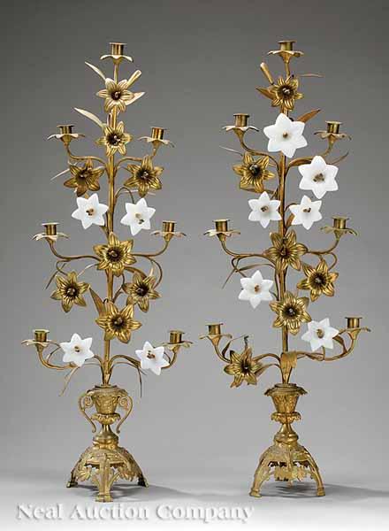 Appraisal: A Pair of Victorian Gilt Bronze Ormolu and Opaline Glass