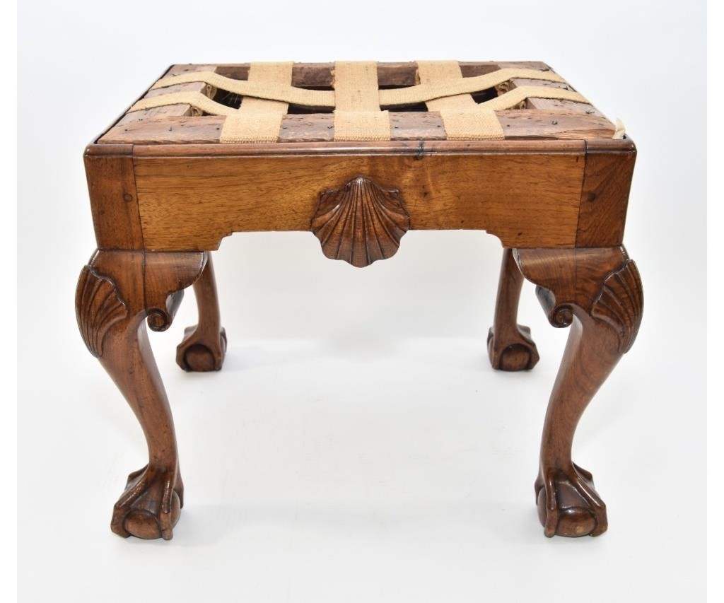 Appraisal: Philadelphia Chippendale walnut foot stool with its original yellow pine