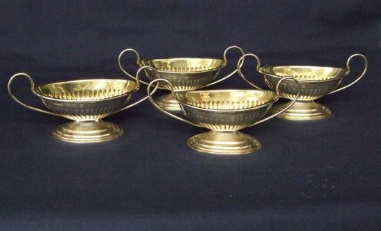 Appraisal: Matched set of four late Victorian silver salts with twin-handles