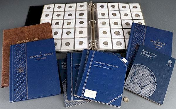 Appraisal: A COLLECTION OF US MORGAN AND MERCURY DIMES A COLLECTION