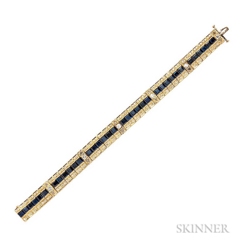 Appraisal: kt Gold Sapphire and Diamond Bracelet kt Gold Sapphire and