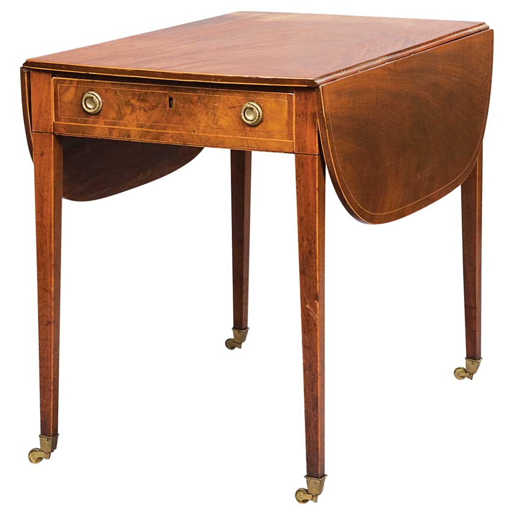 Appraisal: George III Banded Mahogany Pembroke Table Circa The rectangular top