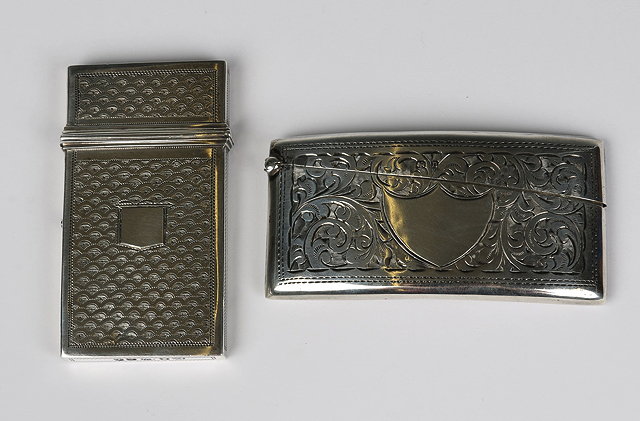 Appraisal: A WILLIAM IV SILVER CALLING CARD CASE with engine turned