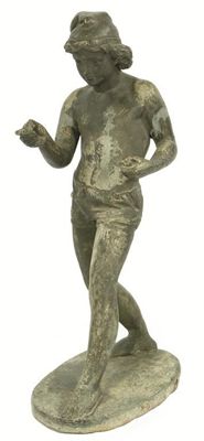 Appraisal: A lead garden figure of a young man holding spherical