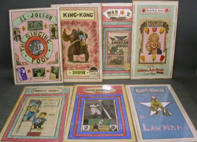 Appraisal: Seven hand made movie posters- Laurel Hardy King Kong Jackie