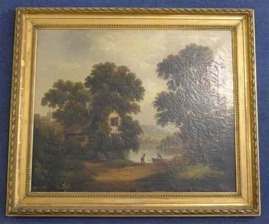 Appraisal: Norwich School oil on canvas Wooded landscape with a figure