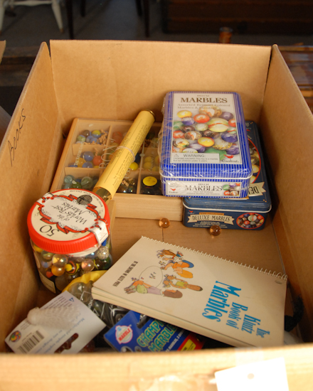 Appraisal: Box Lot of Marbles Including Marble Kaleidoscope and The Klutz