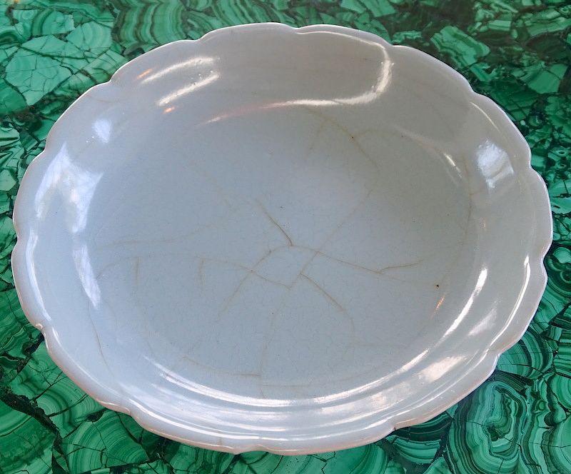 Appraisal: A Chinese Soft Blue Glazed Marrow Shape Dish A Chinese