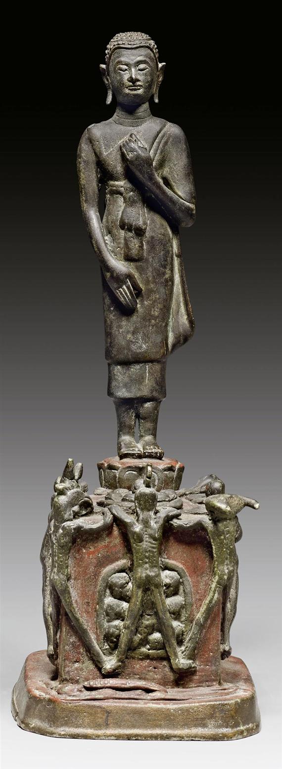 Appraisal: A FINE BRONZE FIGURE OF PRA MALAI VISITING HELL Thailand