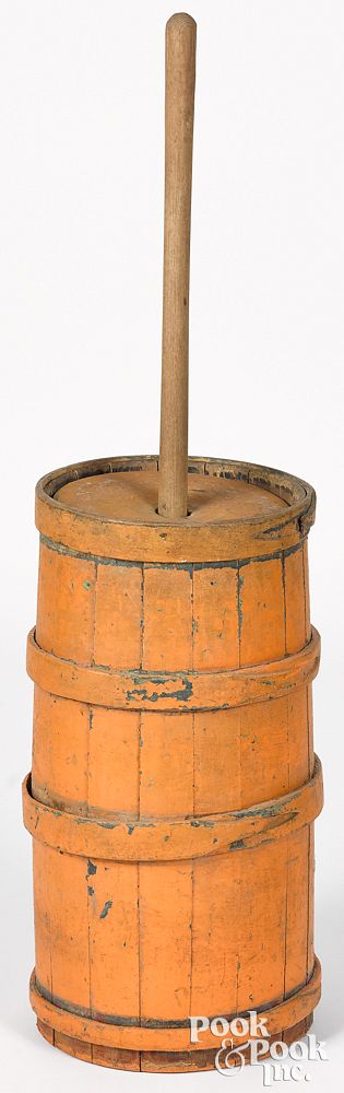 Appraisal: Painted butter churn th c Painted butter churn th c