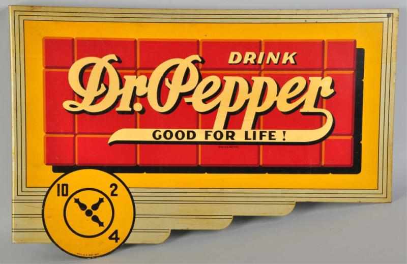 Appraisal: Tin Dr Pepper Flange Sign s Probably never used with