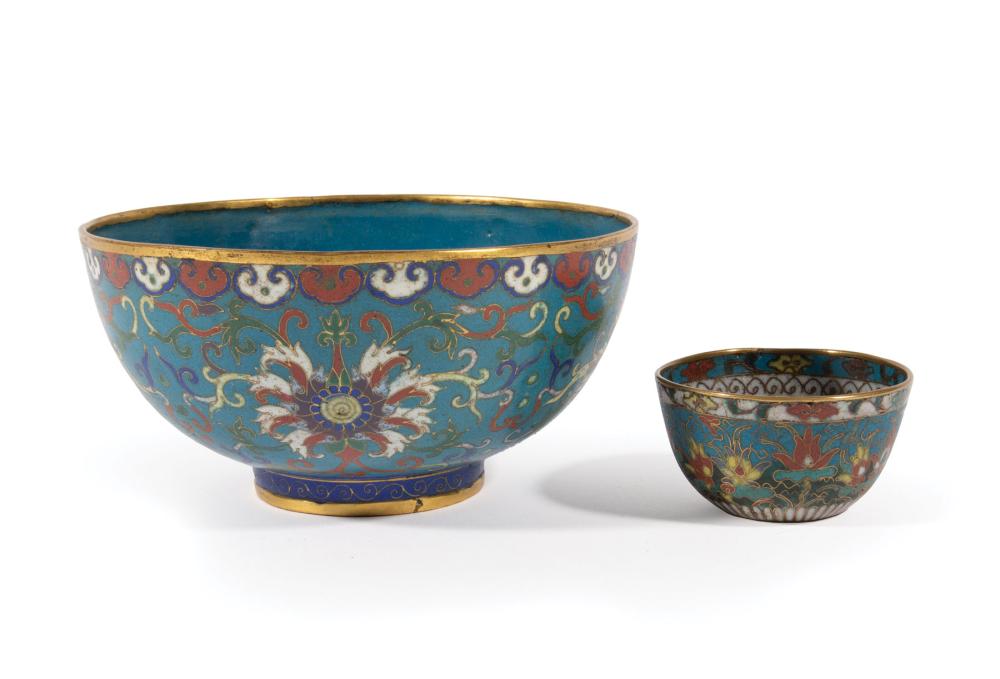 Appraisal: Chinese Cloisonn Enamel Bowl and Cup Qing Dynasty - bowl