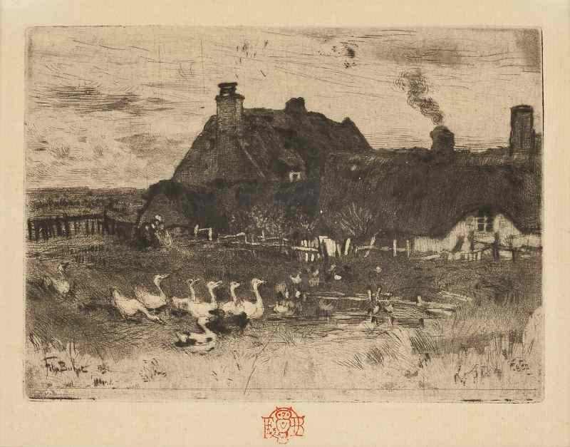 Appraisal: Felix Buhot Fr - Etching''Les petite chaumieres '' signed and