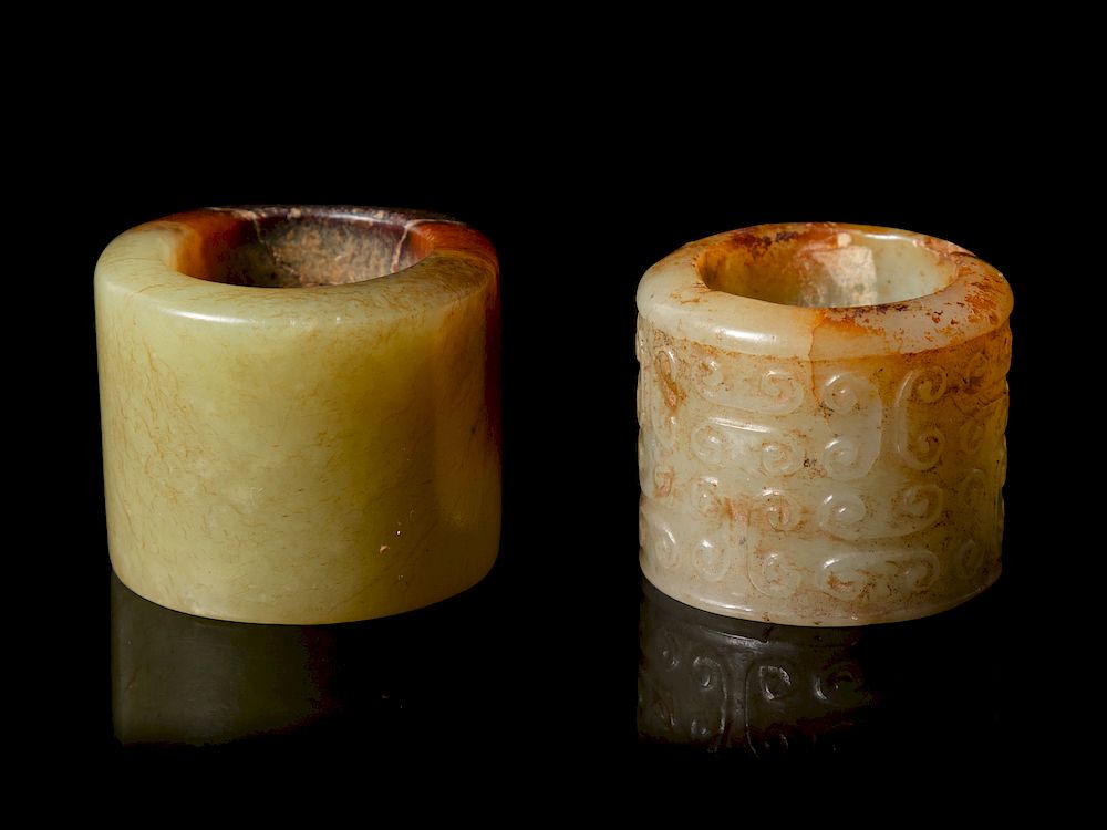 Appraisal: Two Chinese Jade Archer's Rings Larger diam in cm Two