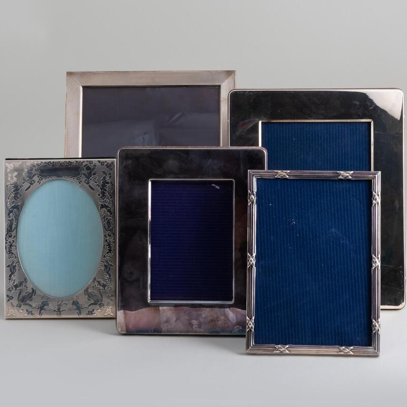 Appraisal: Group of Five Silver Picture Frames Comprising A Del Conte