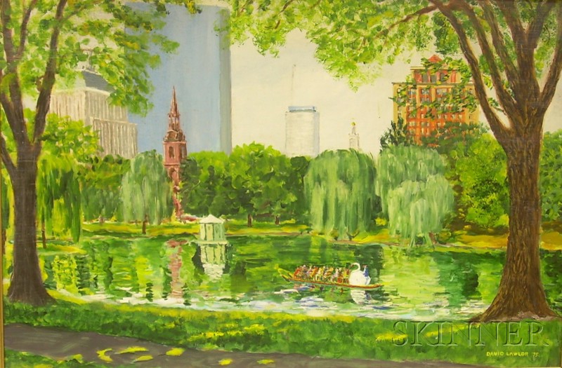 Appraisal: Framed Oil on Canvas of Swan Boats Boston Public Garden