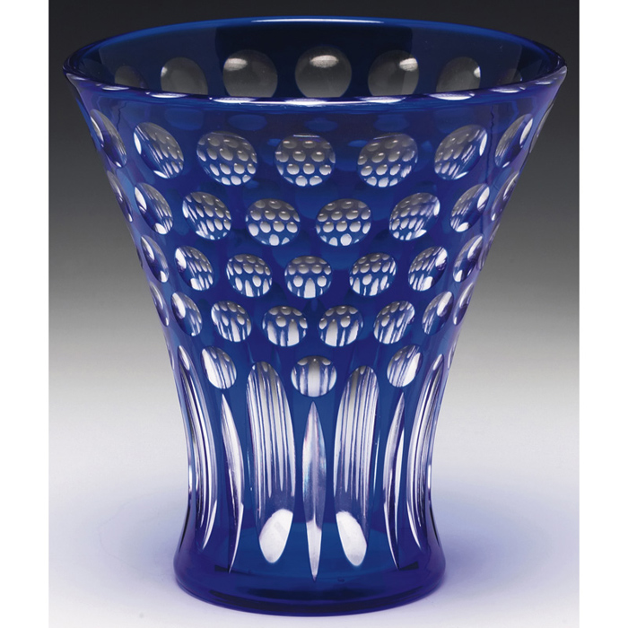 Appraisal: Rare Steuben Eye vase flaring shape blue cut to clear