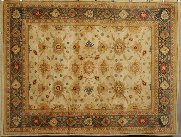 Appraisal: - Peshawar Rug Peshawar rug with beige and blue colors