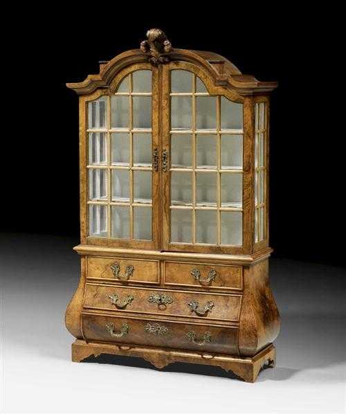 Appraisal: MINIATURE VITRINE ON CHEST late Baroque Holland end of the