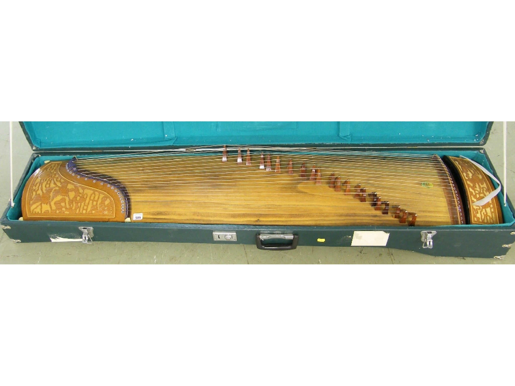 Appraisal: Chinese Gu-Zheng long zither within a fitted case