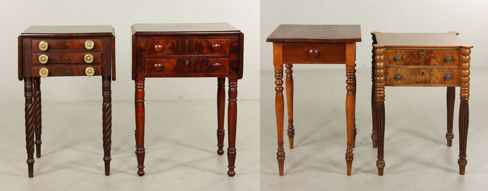 Appraisal: - Mahogany Work Tables Lot of four work tables mahogany