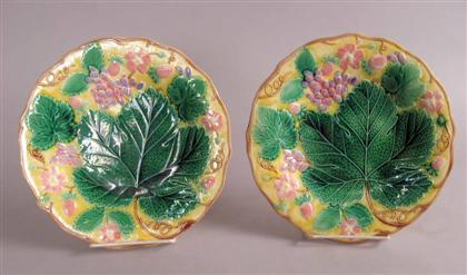 Appraisal: Pair of Wedgwood majolica plates th century Each decorated with