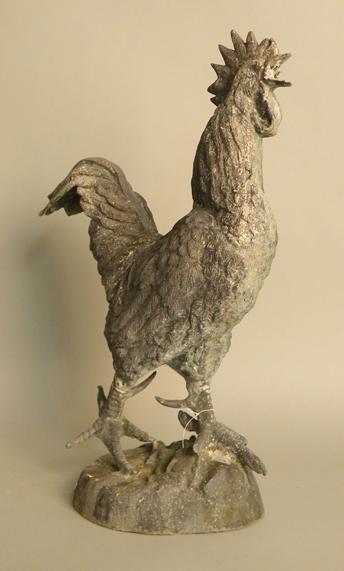 Appraisal: Patinated rooster garden ornament h