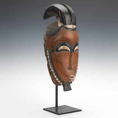 Appraisal: African Mask with Horns Ovoid face with up-turned eyes and