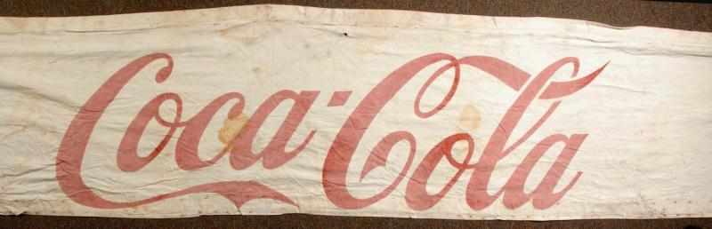 Appraisal: Long Fabric Coca-Cola Banner Description Circa s to s Probably