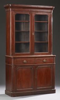 Appraisal: English Carved Mahogany Bookcase Cupboard th c English Carved Mahogany