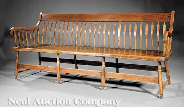 Appraisal: An American Walnut and Poplar Bench th c arrow splats