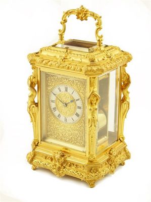 Appraisal: A th century French gilt brass carriage clock with repeat