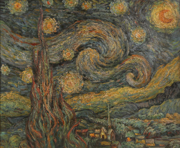 Appraisal: A good vintage copy of Van Gogh's Starry Night scene