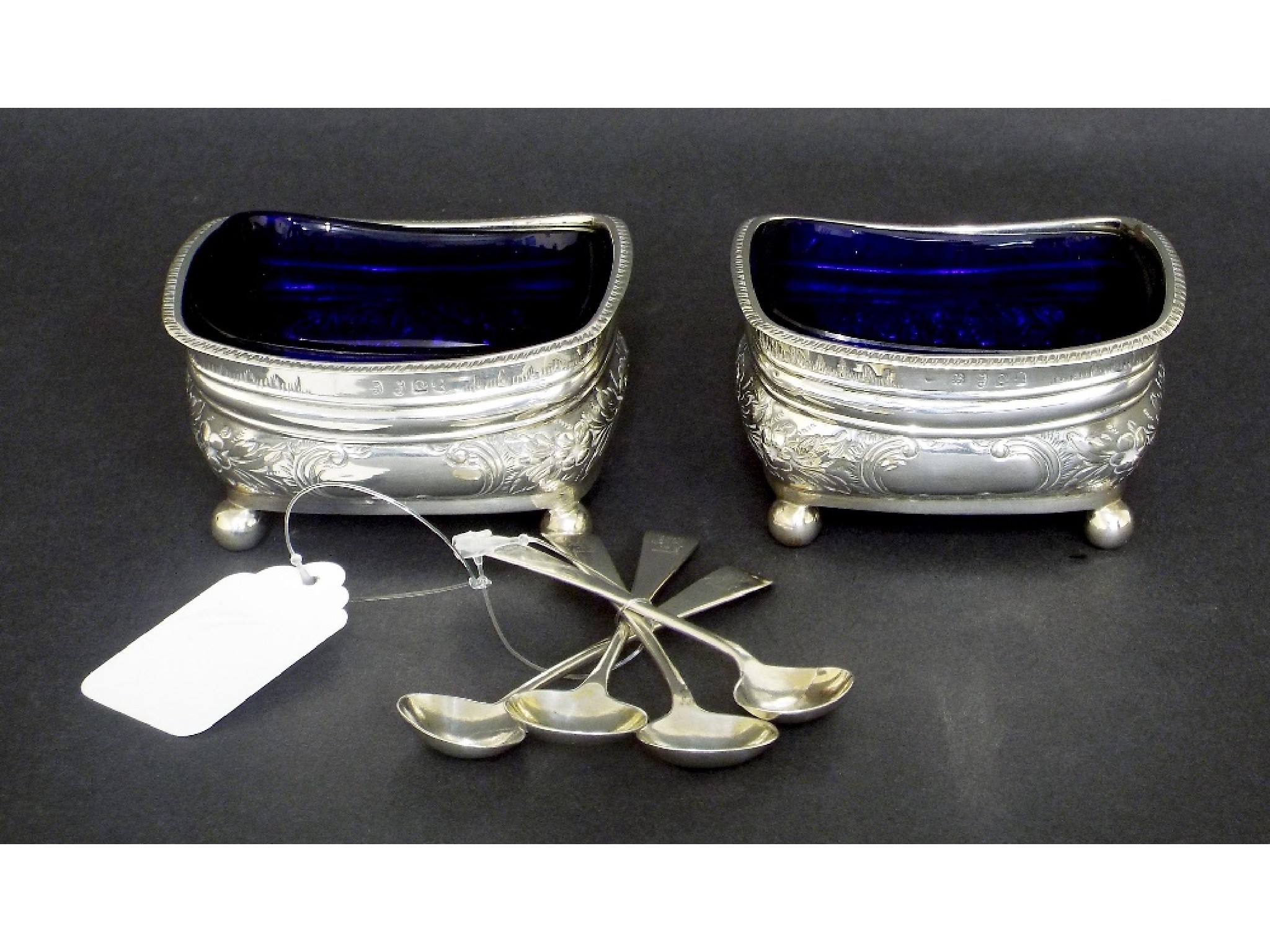 Appraisal: Pair of George III silver table salts later chased with