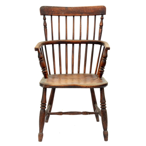 Appraisal: An ash low comb back Windsor armchair Lincolnshire second quarter