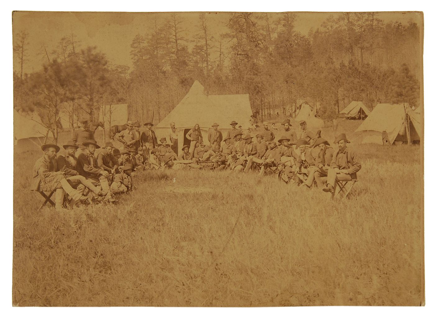 Appraisal: UNFRAMED PHOTOGRAPH CUSTER ENCAMPMENT BLACK HILLS EXPEDITION OF Depicting over