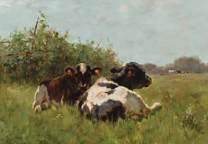 Appraisal: HENRY SINGLEWOOD BISBING American - Cows in a Pasture oil