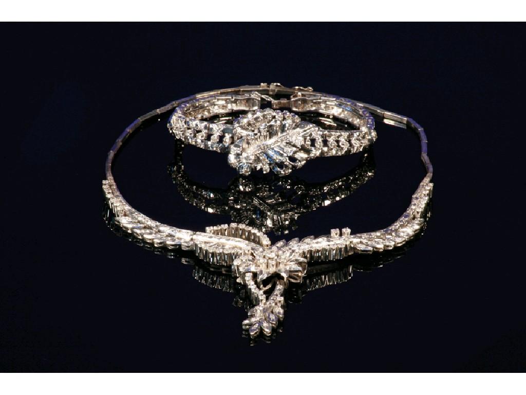 Appraisal: AN 'S DEMI-PARURE comprising a white metal brilliant-cut diamond-set necklet