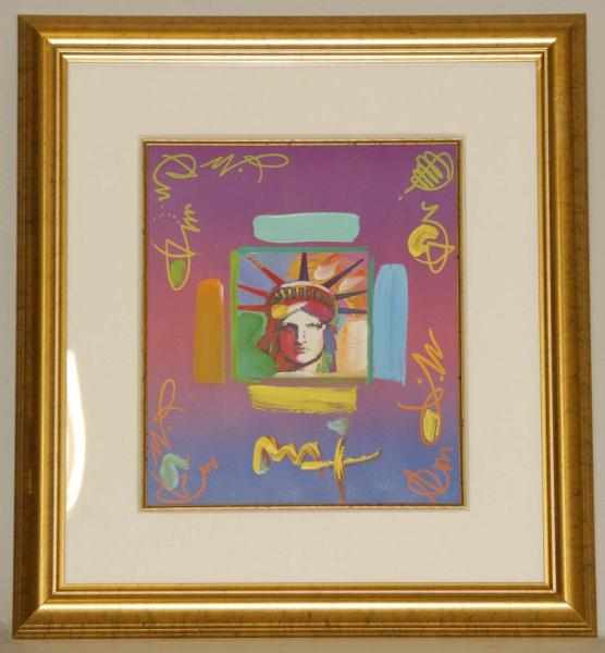 Appraisal: Liberty Head II Collage by Peter Max Mixed media with